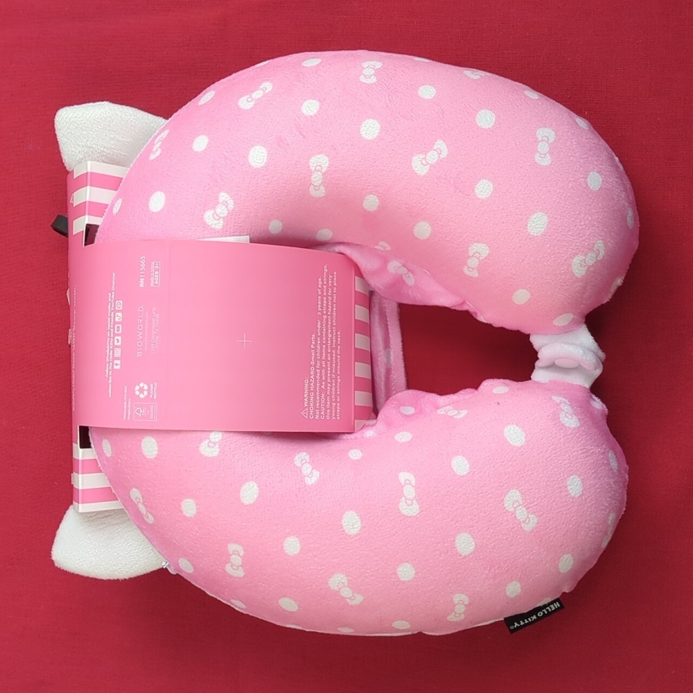 Hello Kitty Pink and White Hooded Neck Pillow Memory Foam - Picture 9 of 12
